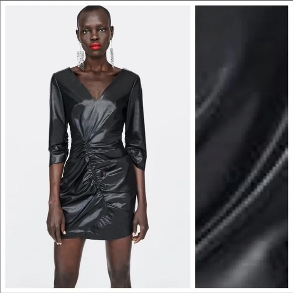 Zara | Dresses | Nwt Zara Black Faux Leather Mini Dress Size Xs | Poshmark